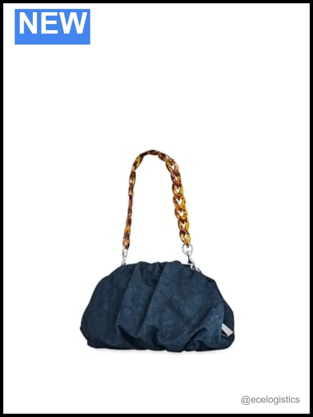 Ruched Clutch with Detachable Strap - Cotton, Zip Closure